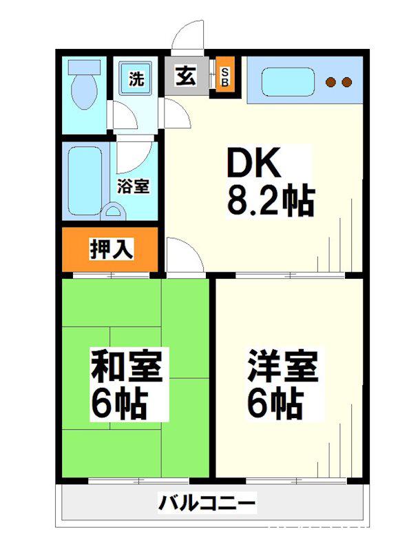 モアクレスト菊野台(2LDK/1階)の間取り写真