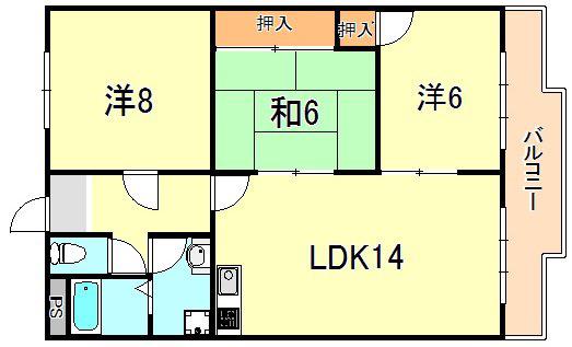 清秀レジデンス(3LDK/5階)の間取り写真