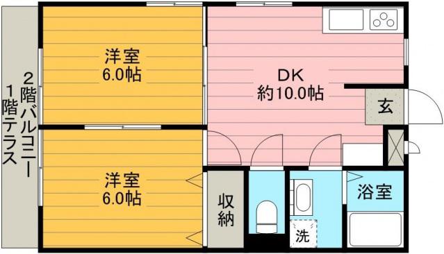 ジョワ・ド・ヴィーヴルA(2DK/1階)の間取り写真