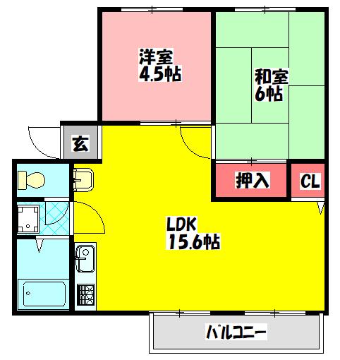 エクセレント・ファミール(2LDK/2階)の間取り写真