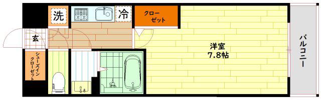 カーサレグラス城東セントラル(1K/8階)の間取り写真