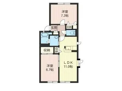 メゾンルミエールIII(2LDK/1階)の間取り写真