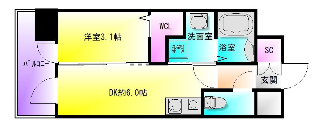 エステムコート大阪プリューム(1DK/9階)の間取り写真