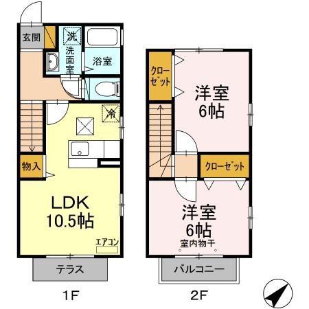 ボナールC(2LDK/1階)の間取り写真