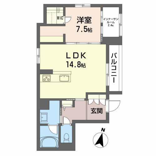 プレミアス上杉一丁目(1LDK/4階)の間取り写真