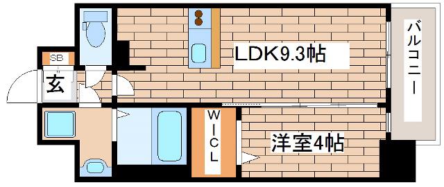 エスライズ神戸三宮山手通1番館(1LDK/3階)の間取り写真