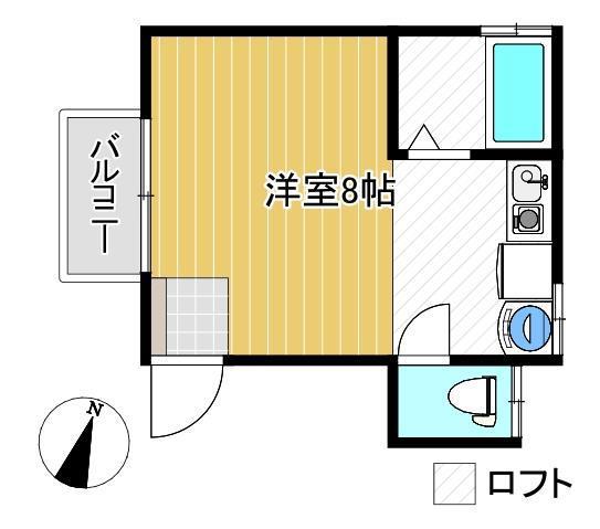 グランハイムA(ワンルーム/2階)の間取り写真