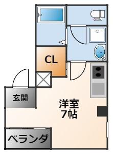 SOL今津駅前(ワンルーム/2階)の間取り写真