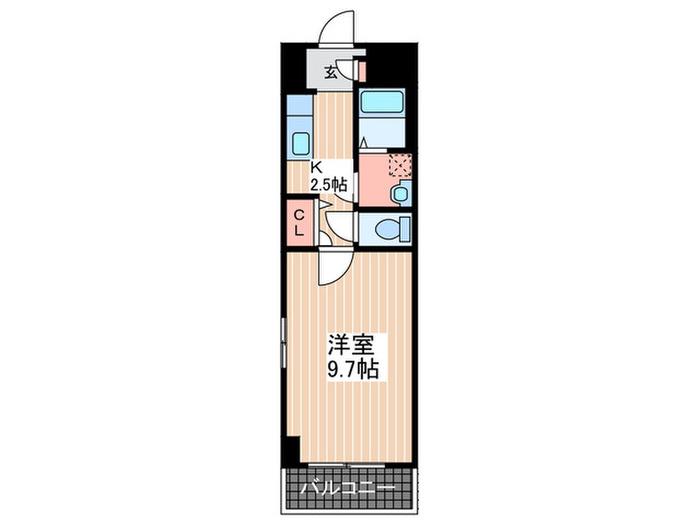 ルーナパッソ(1K/9階)の間取り写真