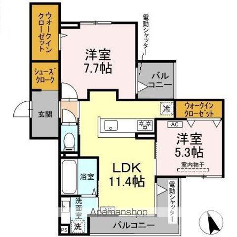 シェーンブルーメ横浜(2LDK/3階)の間取り写真