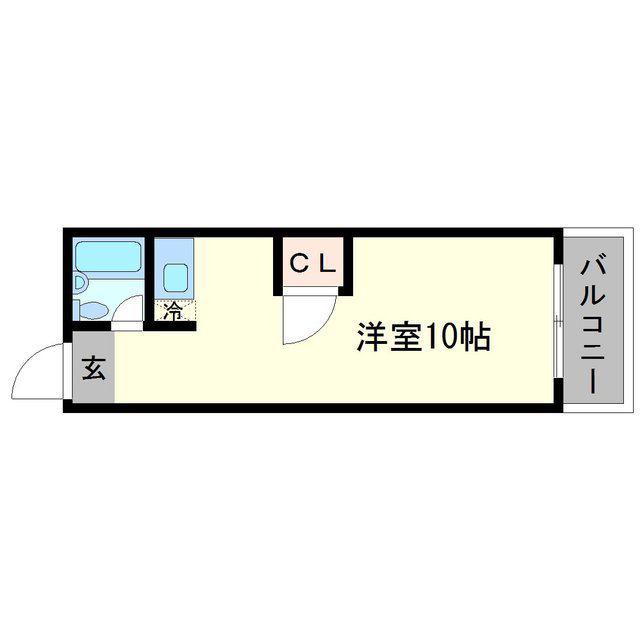 グリーン蛍(ワンルーム/2階)の間取り写真