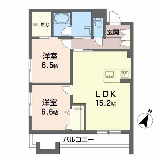 ベンベヌート(2LDK/1階)の間取り写真