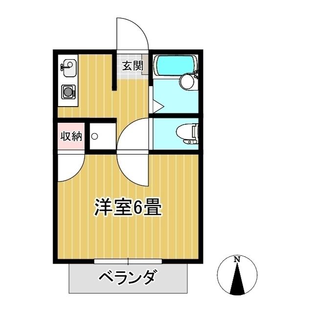 フラット山北(1K/3階)の間取り写真