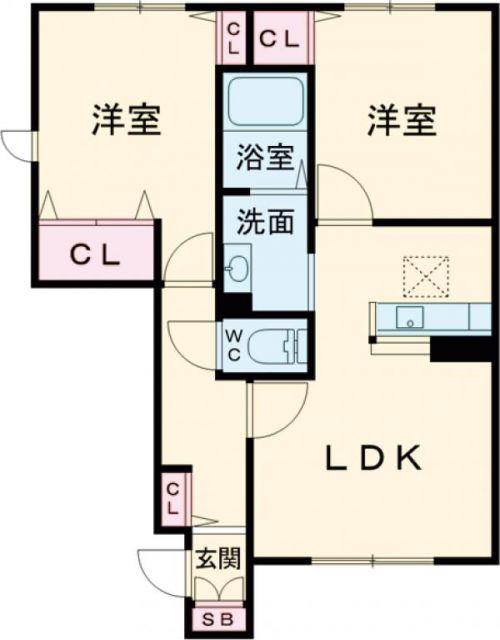 サンビレッジ(2LDK/1階)の間取り写真