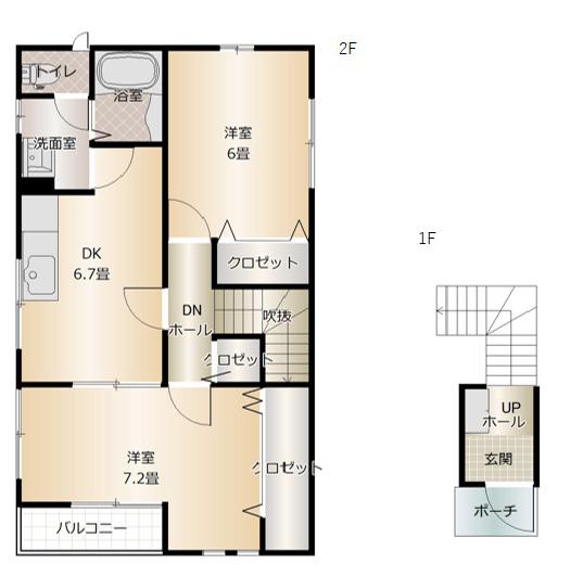 サンホワイトII(2DK/2階)の間取り写真