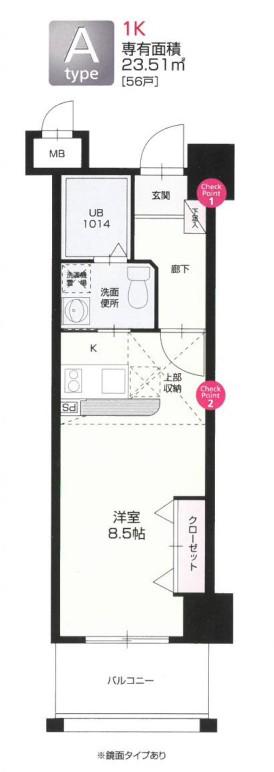 67 BENEFIT21博多(ワンルーム/9階)の間取り写真