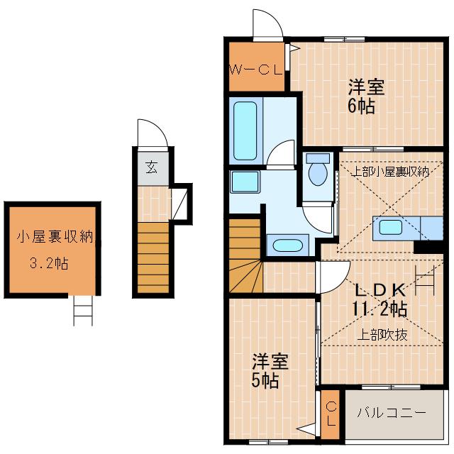 フォーリストI(2LDK/2階)の間取り写真