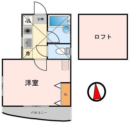 イーストアーク千歳烏山(1K/2階)の間取り写真