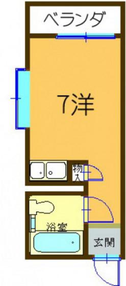 セルシオI(ワンルーム/2階)の間取り写真