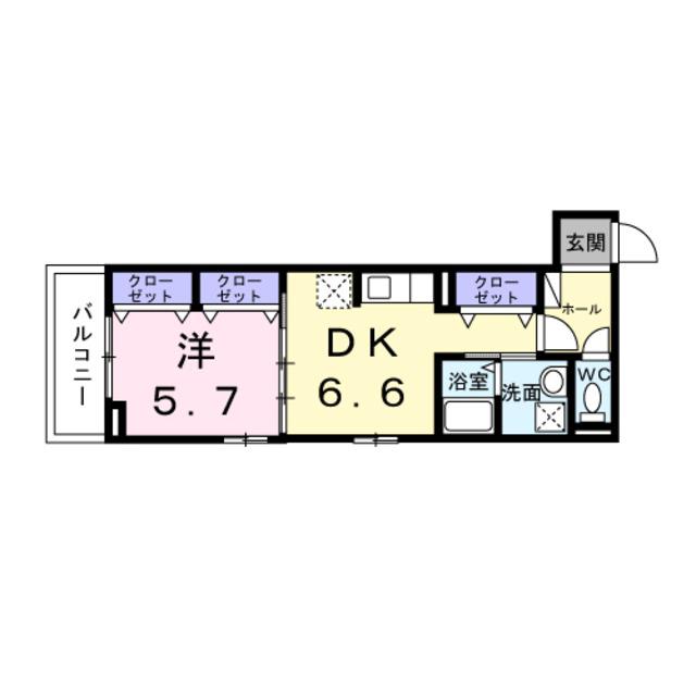 ヒカルサ京都梅津東(1DK/1階)の間取り写真