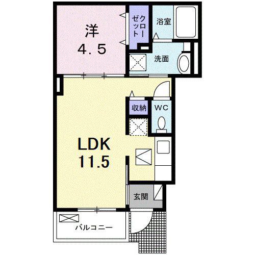 メゾン リアン(1LDK/1階)の間取り写真