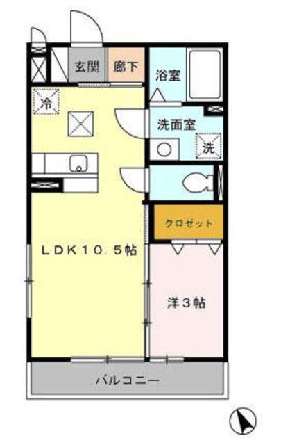 ディアコートKH II棟(1LDK/1階)の間取り写真