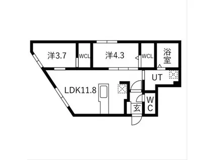 ラグランジュ円山(2LDK/4階)の間取り写真