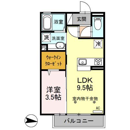 アルチザン(1LDK/2階)の間取り写真