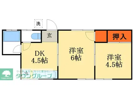 コーポ東(2DK/1階)の間取り写真