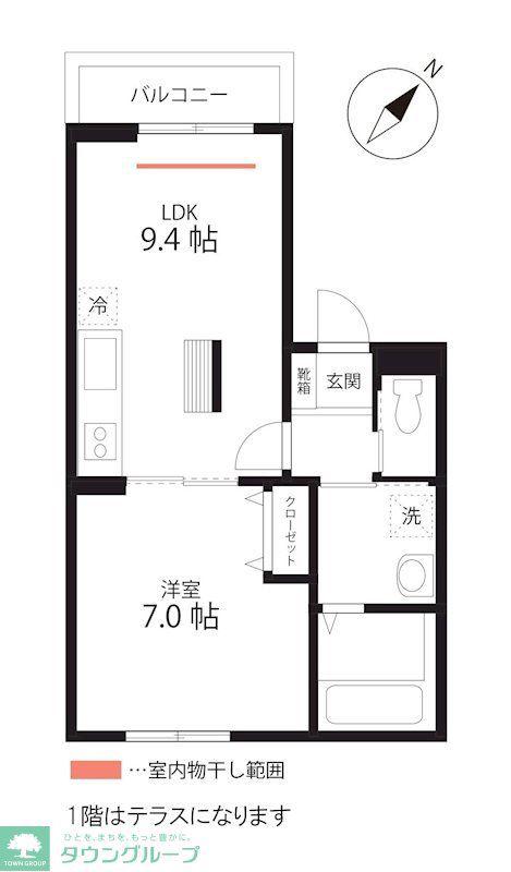 QUIETCRABHOUSETOGETHERWITHB生麦(1LDK/1階)の間取り写真