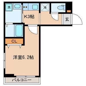 LALA神泉(1K/3階)の間取り写真