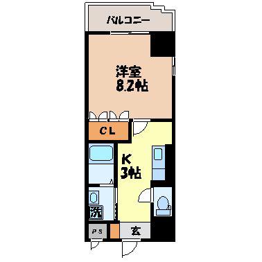 FOREST VIEW泉(1K/3階)の間取り写真