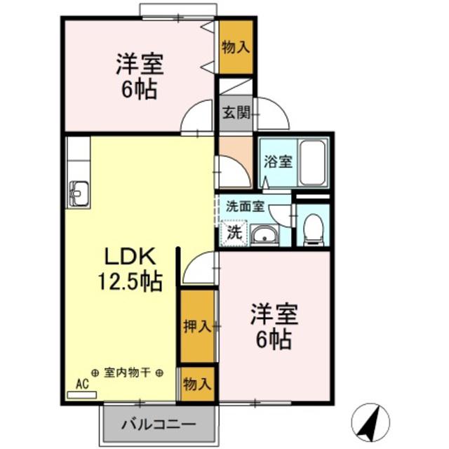 ルミエールA・B(2LDK/2階)の間取り写真