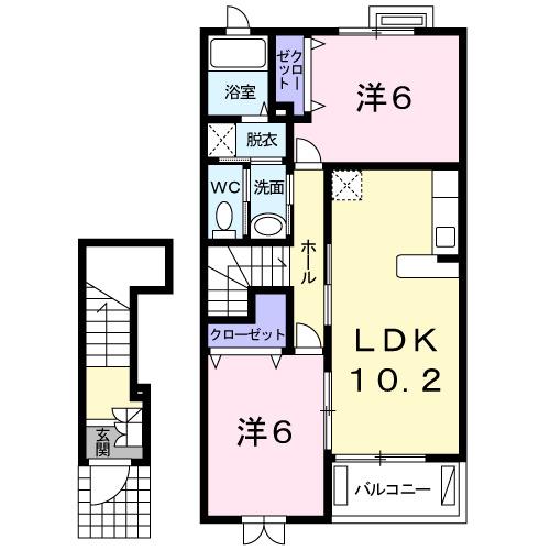 ソレアード・S(2LDK/2階)の間取り写真