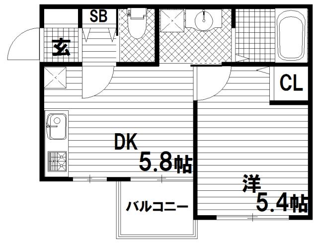 グランメール新長田(1DK/1階)の間取り写真