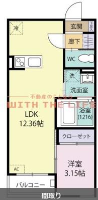 BRAVEBASE宿町(1LDK/2階)の間取り写真