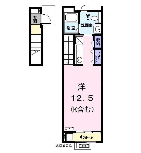 プロムナードY(ワンルーム/2階)の間取り写真
