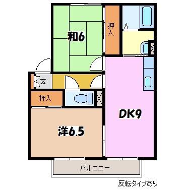 サンクイーン2000 B棟(2LDK/2階)の間取り写真