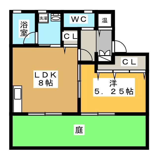 LA CASA 鵜沼(1LDK/1階)の間取り写真