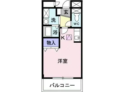 シィルクラール アイビー(ワンルーム/1階)の間取り写真
