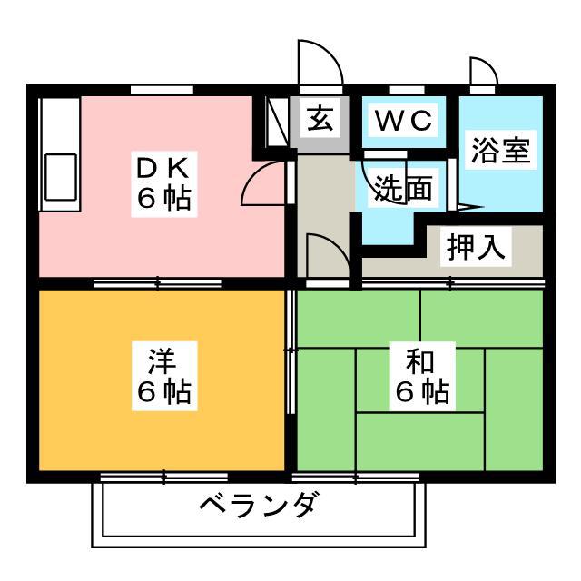 メゾン・サンライフB(2DK/2階)の間取り写真