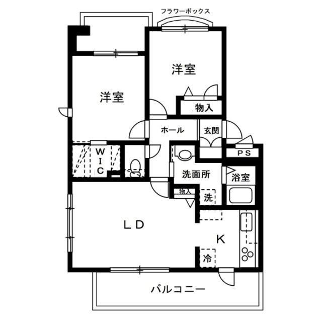 DAIKENN武庫之荘2ヴェストA(2LDK/3階)の間取り写真