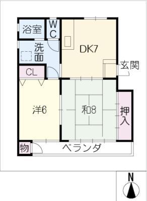 コーポハナイ(2DK/2階)の間取り写真