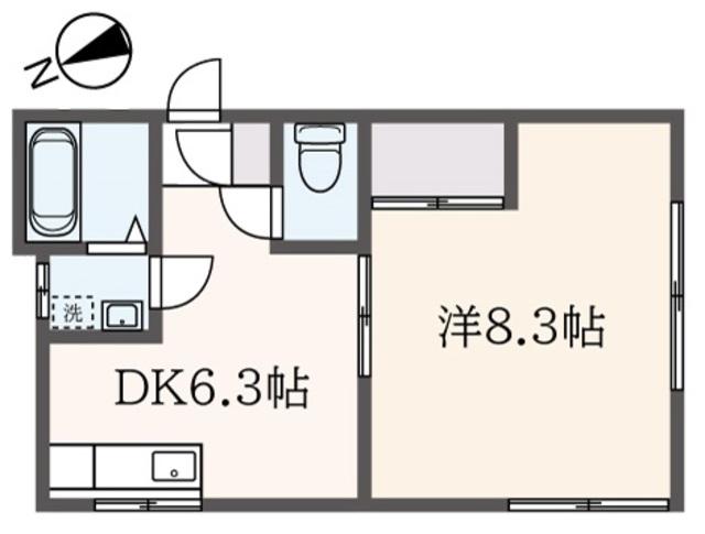 矢島様方(1DK/2階)の間取り写真