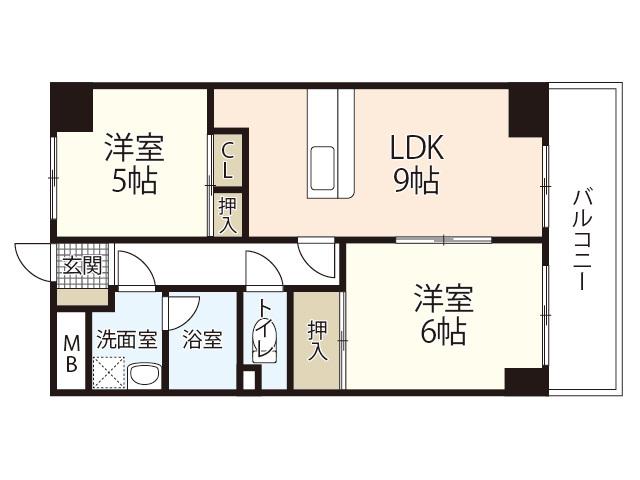 双葉ヒルズ横川駅前(2LDK/4階)の間取り写真