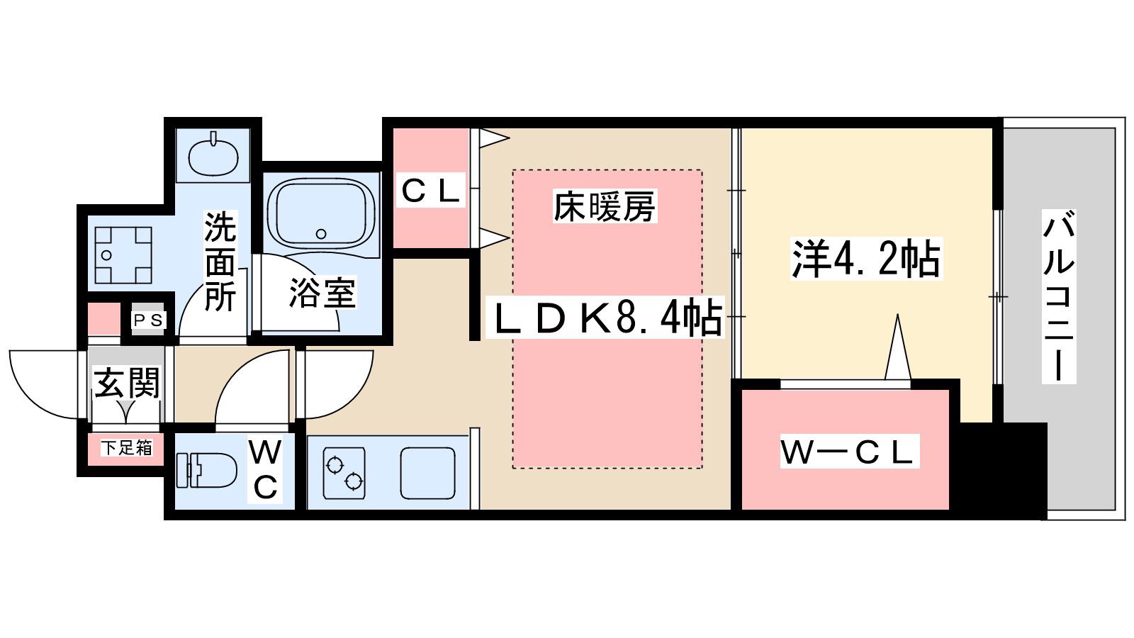 アーバネックス堂島(1LDK/4階)の間取り写真