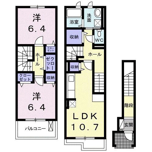 グランド マム(2LDK/2階)の間取り写真