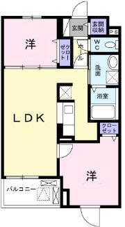 ファイン(2LDK/1階)の間取り写真
