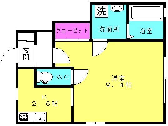 プラーナ(1K/1階)の間取り写真