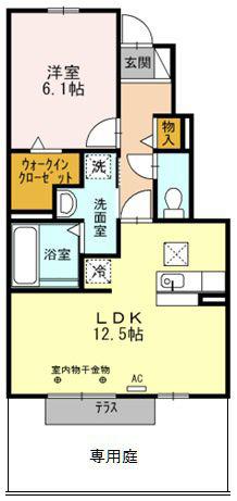 BELLWOODII(1LDK/1階)の間取り写真